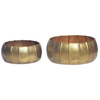 FINEBUY Blumentopf (Blumenschale 2er Set Metall Gold Rund)