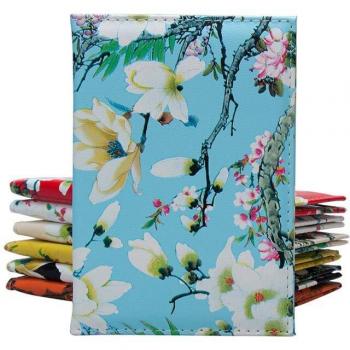 Women's PU Leather Passport Cover with Floral Design
