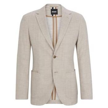 BOSS Herren Sakko 'Jaye Elbow' mit Webmuster, Regular-Fit, elastischer Baumwoll-Mix