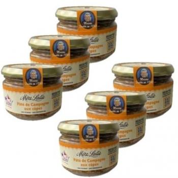 Pâté de campagne aux cèpes en lot de 6, 180 g par pot