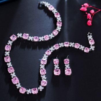 CWWZircons Braut Schmuckset mit Rosa Zirkonia