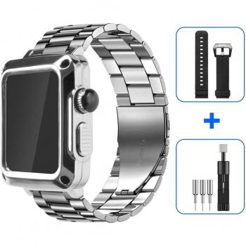 Apple Watch Series 3, 4, 5, 6, SE Metal Case and Band (38mm/40mm/42mm/44mm)