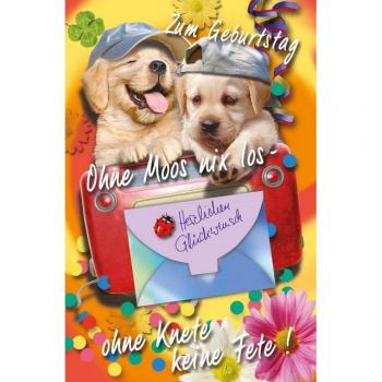 Geburtstagsgrußkarte Geldkarte – Hunde & Cappy im kleinen Design