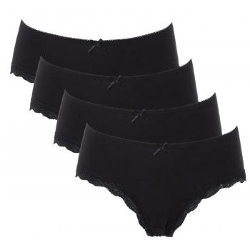 Charmo Premium Baumwoll-Panties für Frauen – Schwarz, Hipster‑Fit, Spitze, 4 Pack, Größe M