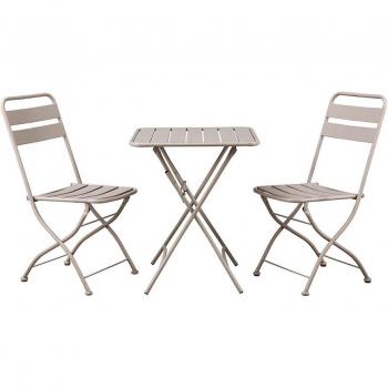 Set Esterno Pieghevole Mia: Tavolino & 2 Sedie in Taupe