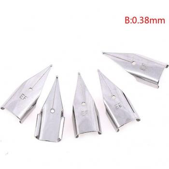 5 pièces plumes acier inoxydable 0,38mm argent pour stylo plume LAMY/Wing Sung 3008/Hero 359