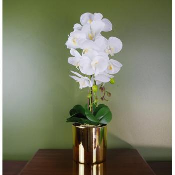 Large White Orchid Faux Plant