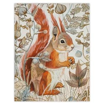 Red Squirrel in Autumn Forest – 18x24 Art Print