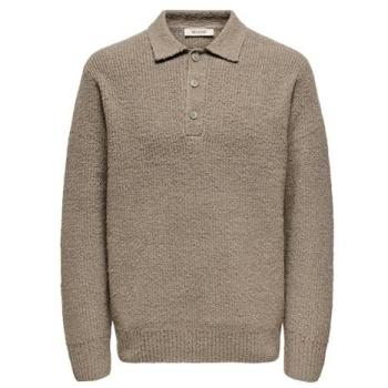 Only & Sons Pullover ONSDALE RLX LS POLO Strickpullover – Relaxed Fit, Braun 2XL