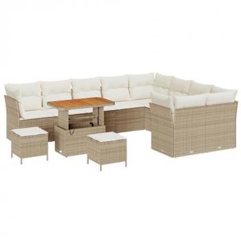 Suite di Sedie per il Parco 12 Pezzi Beige Acacia Polirata