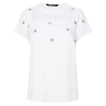 All‑Day White Heart Slash Top – Women, Size 30-32