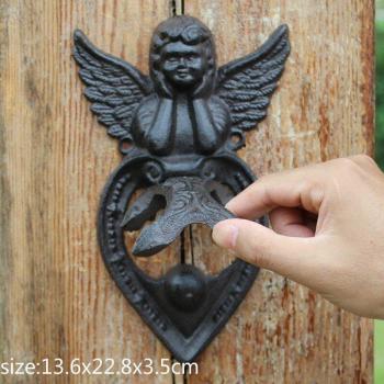 Vintage Wooden Door Knocker with Angel