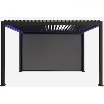 Pergola 3x4m Elettrica Alluminio LED + Tende 4m (Antrachite)