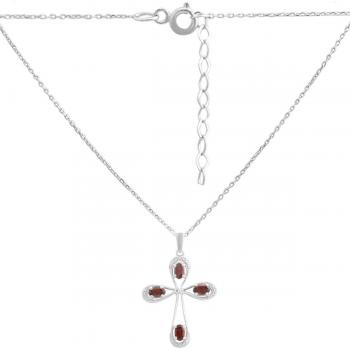 Garnet pendant necklace in silver 1.157ct, 3.84g, 45-50cm dark candy apple red