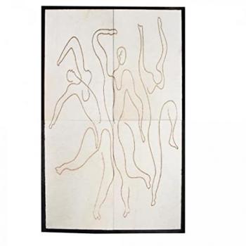 Tableau People 51x76, Cuir de Vache, Blanc Noir, Création Manuelle