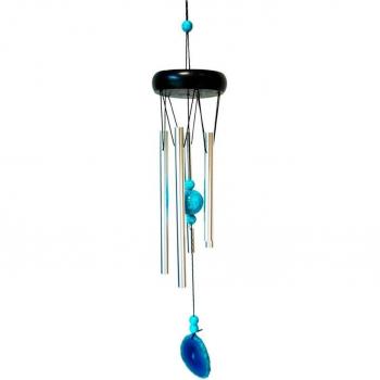 Carillon Bois 'Équilibre' Bleu Argenté