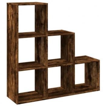 Librería divisor 3 niveles madera roble ahumado 99x29x99 cm