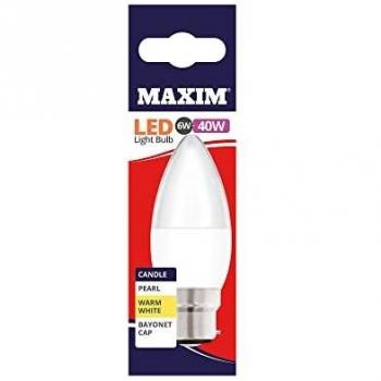 Maxim Warm White 6W = 40W BC GLS Candle LED Bulb C35 10 Pack
