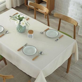 Bordo in pizzo su lino lavabile: tovaglia rettangolare 130x160 cm, beige