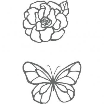 Set de sellos y troqueles de mariposas y flores para manualidades