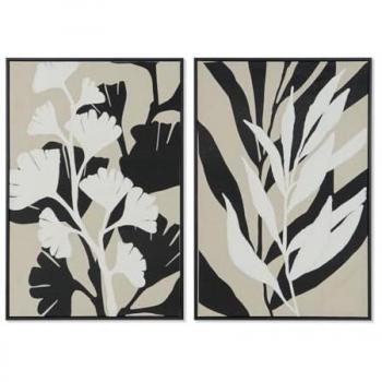 Arte Verde Urbano: Cuadro Home ESPRIT (2 Unidades) – Blanco/Negro/Beige