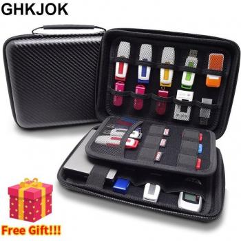 Estuche de cuero grande para accesorios digitales y Power Bank