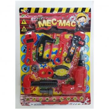 Gioco di Attrezzi Meccanici 9 Pz per Bambini con Trapano, Chiave Inglese, Pinza e Martello