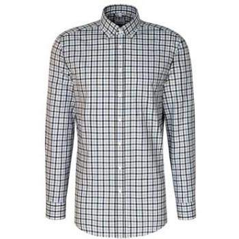 Comfort Flanellhemd mit Button-Down-Kragen in Karo-Muster, Herren Größe 40, 100% Baumwolle