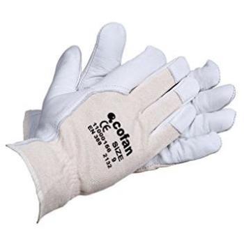 Blister 12×1 – Gants de Travail (Peau V) Dos Découvert T‑8, Blanc/Gris