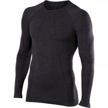 Falke Men XL Wool‑Tech Long Sleeve Shirt – Virgin Wool Black