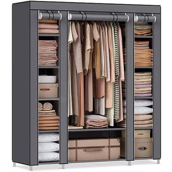 Armario Talla Grande Nyana Home – 170×150×45 cm, 3 Puertas, 11 Estantes, Barra de Colgador