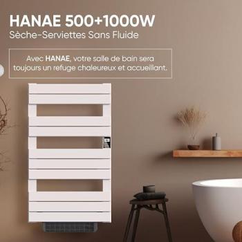 Sèche-serviette noir avec soufflerie 500W/1000W Bestherm