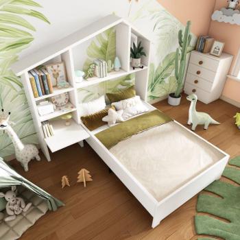 Mini-HomeKids Bett 90×200 cm – Holz & Stauraum