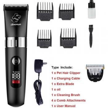 8W Waterproof LCD Display Pet Hair Clipper