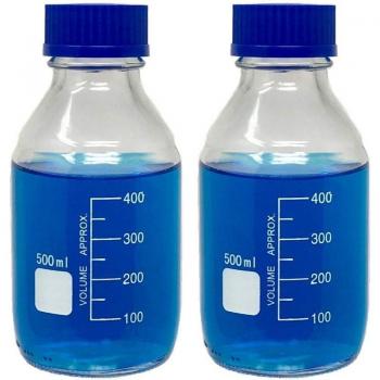 500ml Glass Round Media Storage Bottles with GL45 Screw Cap, Borosilicate Glass (Pack of 2)