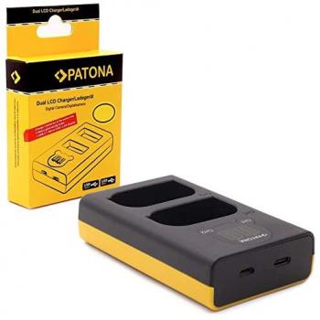 Patona Dual-LCD-USB-Ladegerät für Olympus OM-1 mit BLX-1 Akku