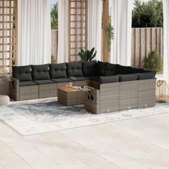 Grey 12-Piece Garden Sofa Set with Cushions