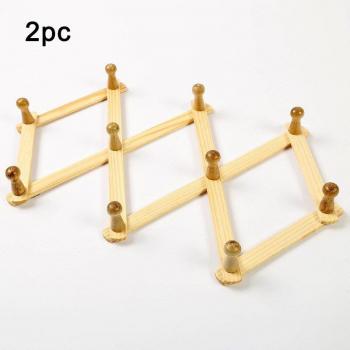 Porte-manteau mural extensible en bois, 10 crochets pour portefeuilles