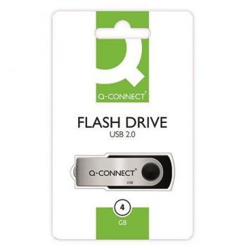 Q-Connect USB 2.0 Swivel 4GB Flash Drive SilverBlack KF41511 KF41511