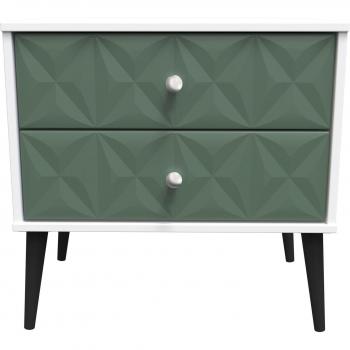 Ready-Assembled 2-Drawer Toledo Side Table in Green – Contemporary Style