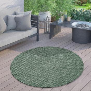 Wetterfester Balkon‑ und Terrassenteppe in Grün – Paco Home, 200 cm Rund
