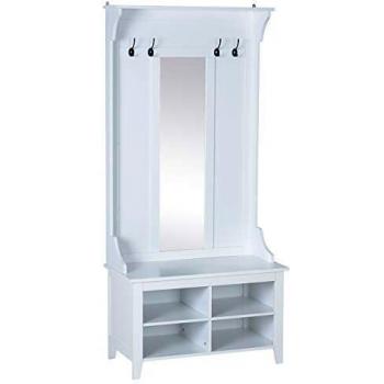 Scarpiera con Specchio e Attaccapanni HOMCOM 80x40x170 cm