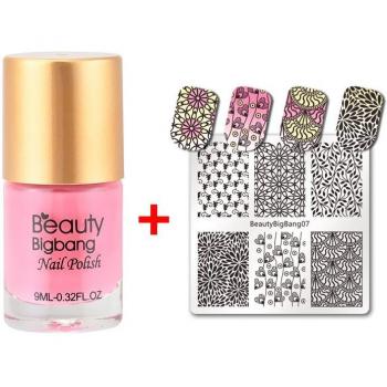 Esmalte Estampado Belleza Big Bang 9ml Negro y Blanco con Plantilla Incluida