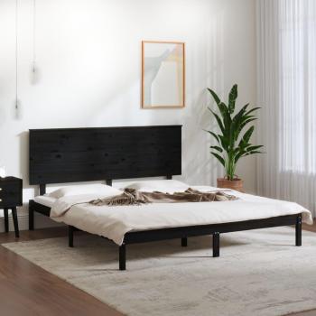 Cama King Size de madera maciza negra 150x200 cm