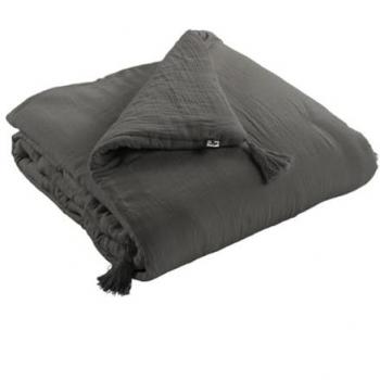 Couvre-Pied 150 cm × 150 cm, Gaze de Coton Granit (Ourea)
