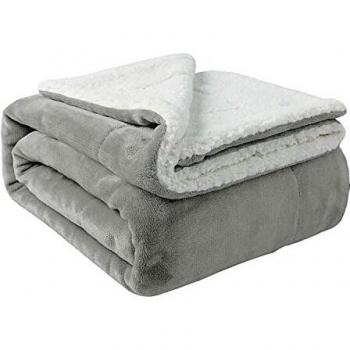 Aspire Homeware Single Size Sherpa Fleece Throw Blanket (Silver, 130 x 150 cm)