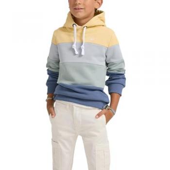 Sudadera niño color-block con capucha y diseño de rayas anchas en colores vibrantes