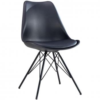 Lo+deModa „Metall Cross“ Stuhl – Schwarz, ergonomisch abgewinkelte Sitzfläche