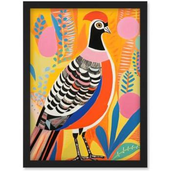 Grassland Glow Pheasant: Bright Artisan Acrylic Artwork