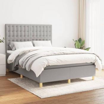 Sommier Latté Premium Prolenta Gris Clair 140x200 cm avec Tissu